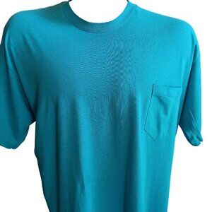 XL Vintage T-shirt Single Stitch Teal Crewneck T-Shirt Chest PocXL